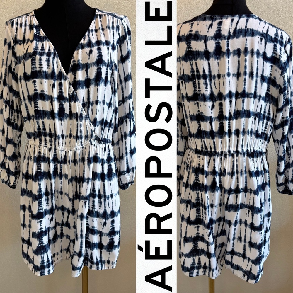 Aeropostale Shibori‎ Dyed Romper – Blue & White – Size Large